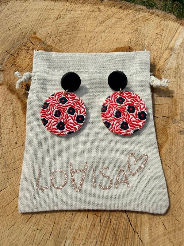 Boucles d’oreilles rondes coquelicots