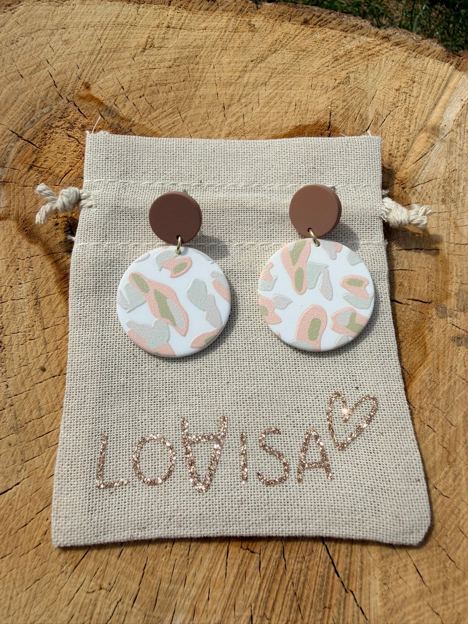Boucles d’oreilles rondes camouflage