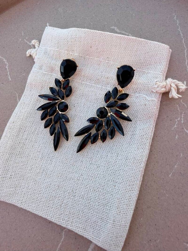 Boucles d'oreilles noires Aile d'Ange