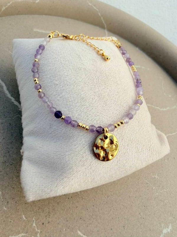 Bracelet Perlé mauve & Doré – Douceur et Élégance