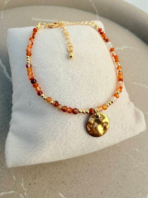 Bracelet Perlé orange & Doré – Douceur et Élégance