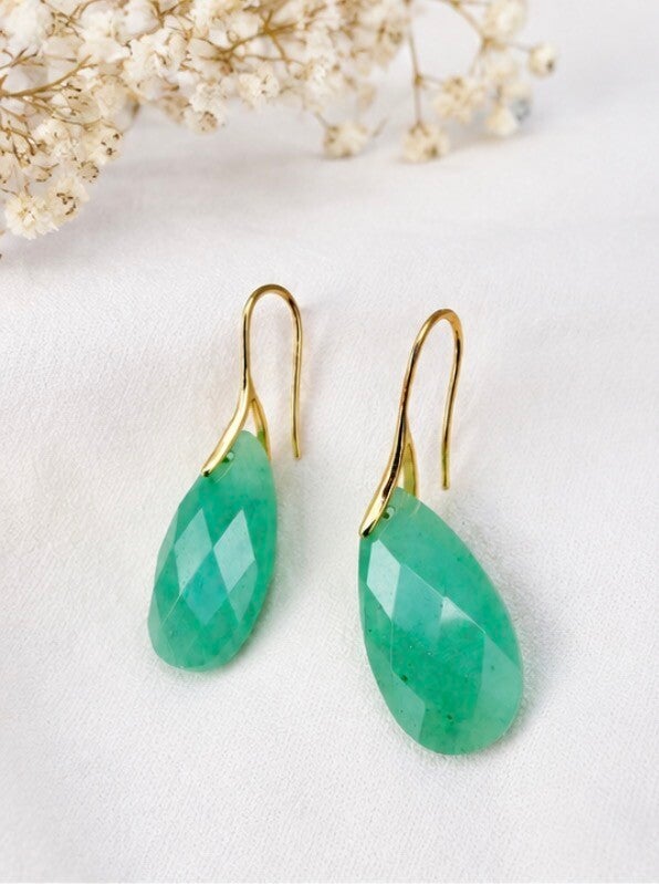 Boucles d’oreilles pendantes en aventurine verte