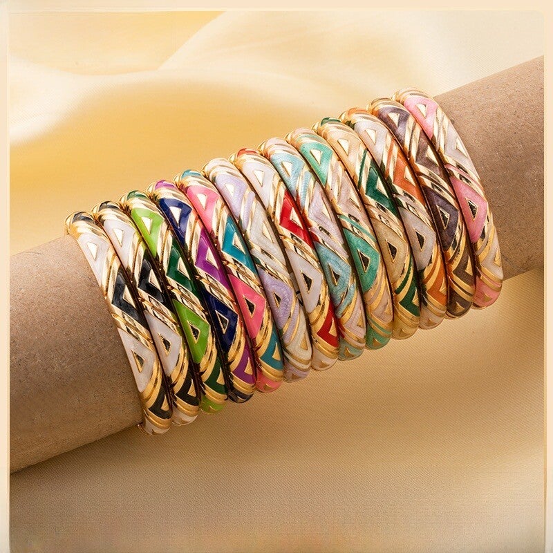 Bracelet jonc émaillé coloré – Mila ✨