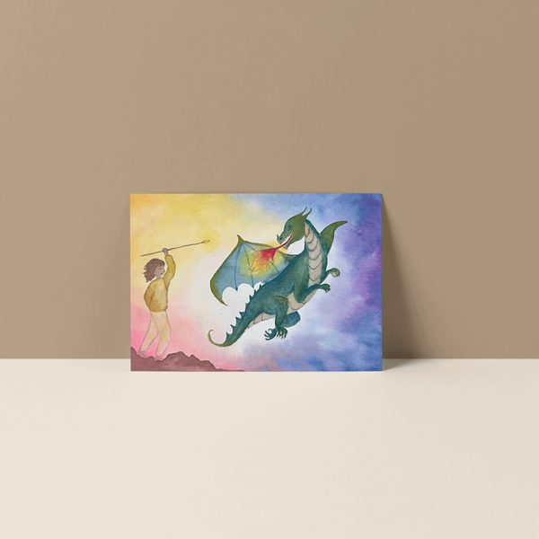 Wenskaart drakenstrijd - Set van 5-