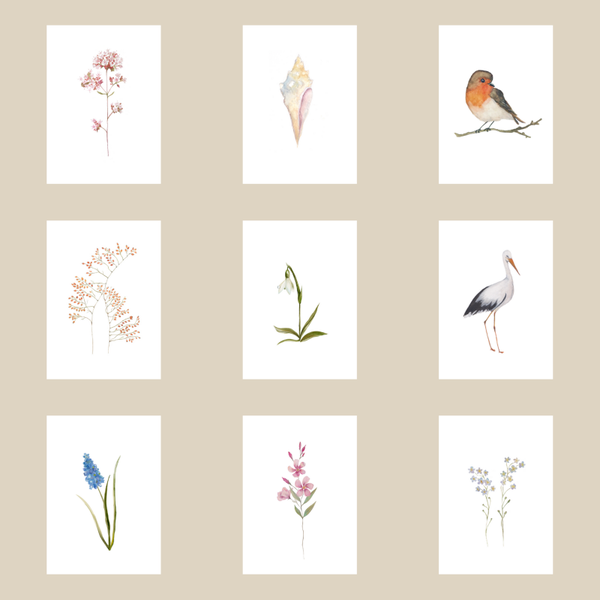 Kleine wenskaartjes (74x105mm) -  Set van 18 stuks