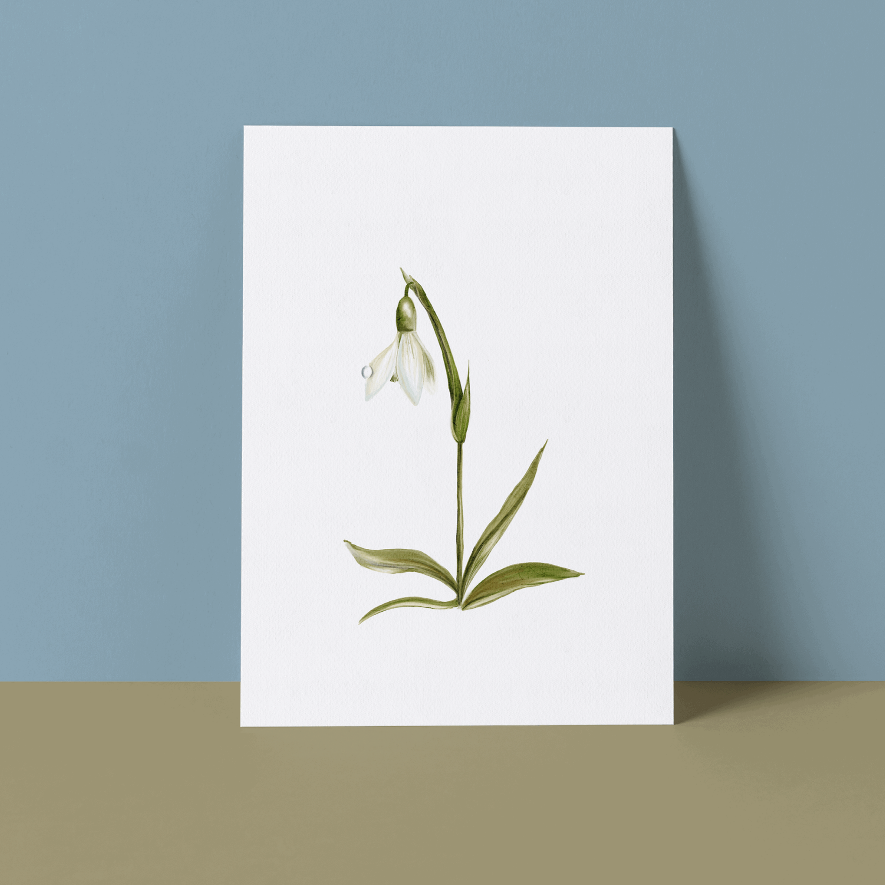 Wenskaart Sneeuwklokje met waterdruppel