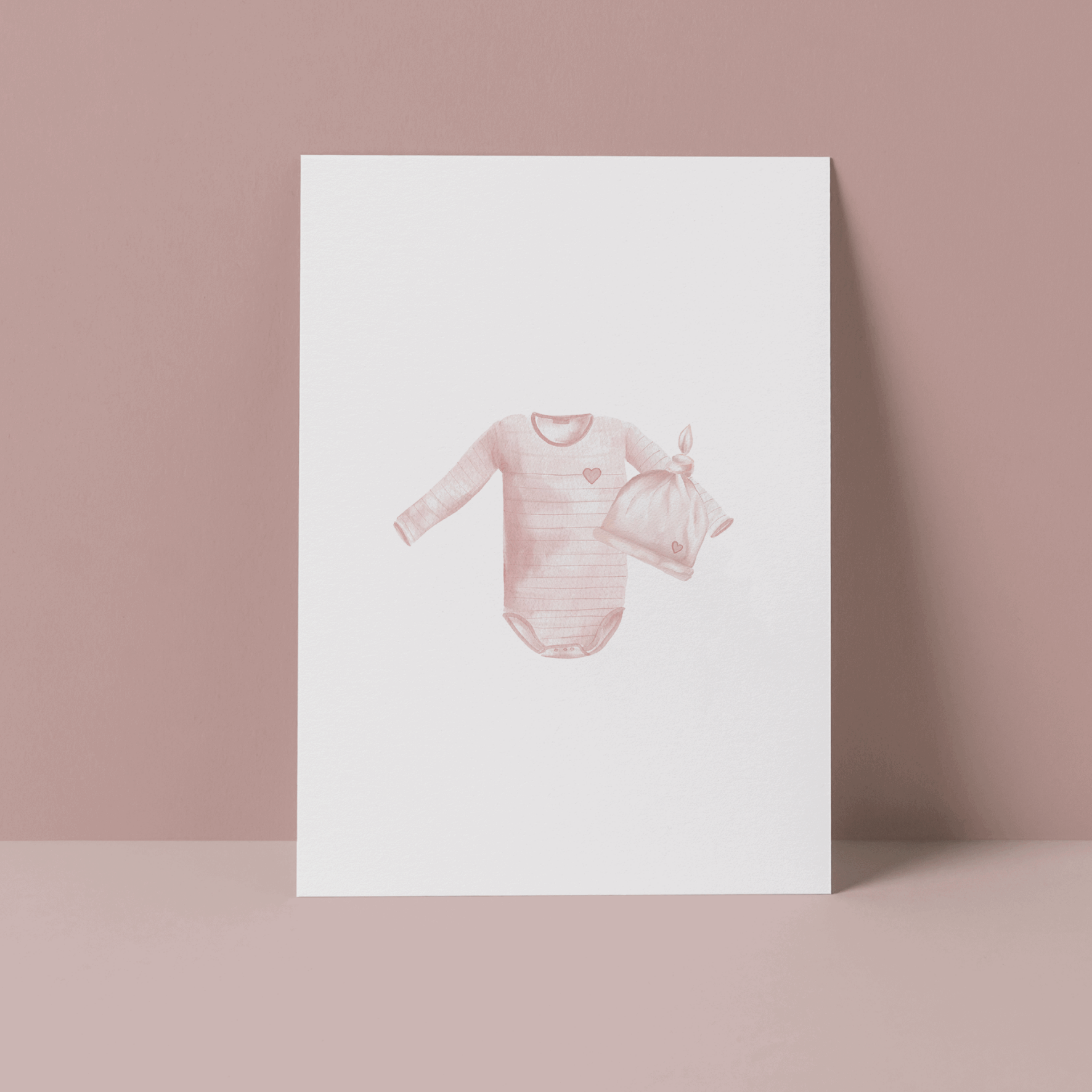 Wenskaart Rompertje Roze