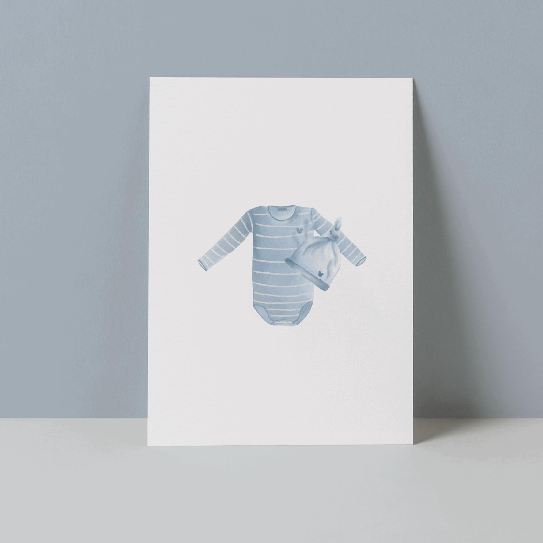 Wenskaart rompertje blauw