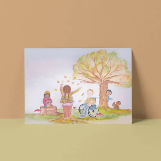 wenskaarten Samen spelen - herfst