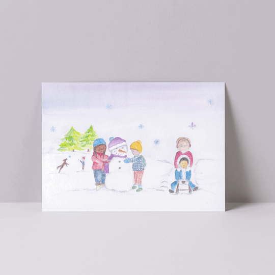 wenskaart Samen spelen- winter