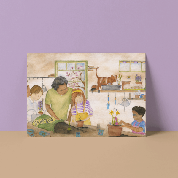 Wenskaart Lente zaaien