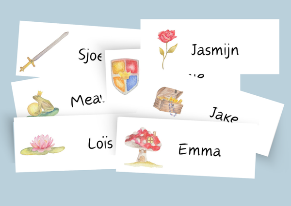 Digitale naamkaartjes Thema Sprookjes