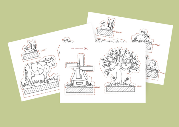 Knip en plak figuren kijkdoos Lente