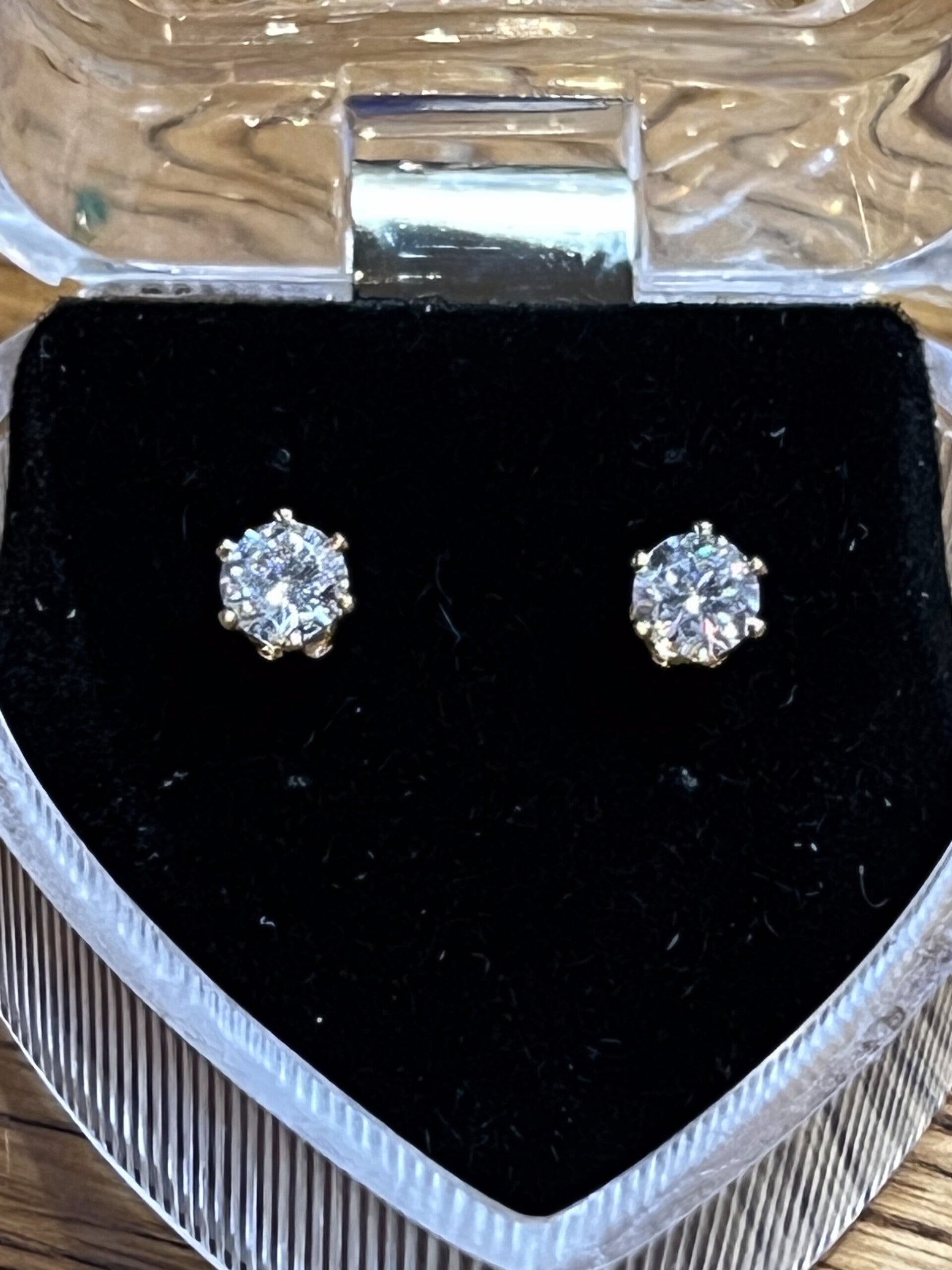 14K Gold Dipped CZ Earrings – Heart Shaped Gift Box