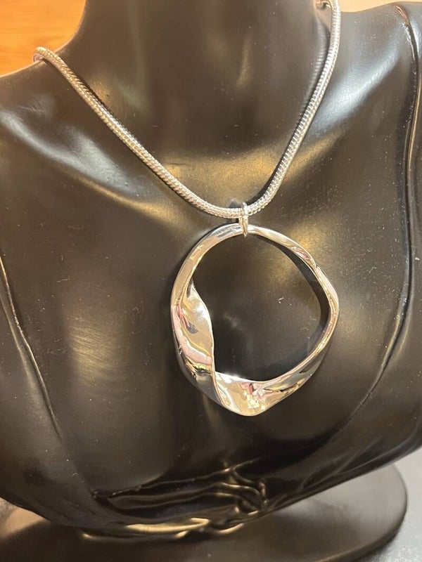 Robert Lee Morris Twisted Metal Circle Silver Necklace