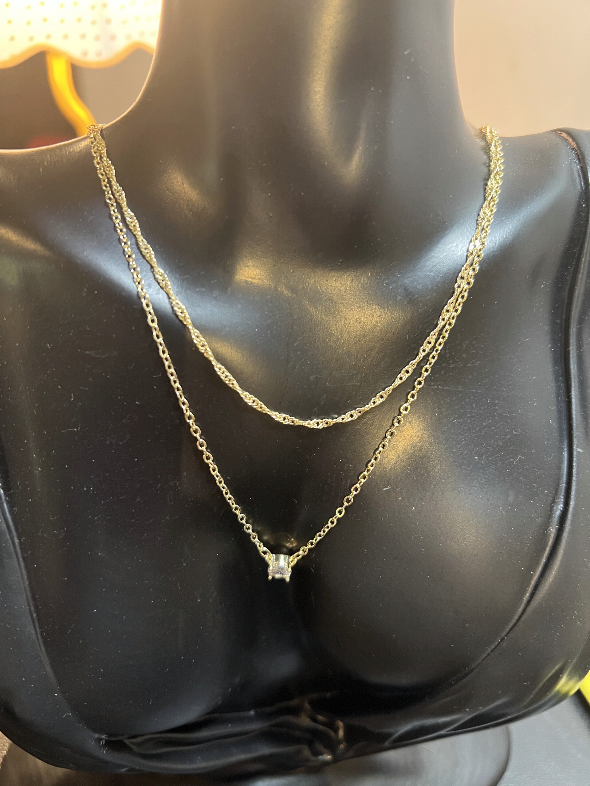 Gold Plated Dainty Two-Layer Necklace – Italian-Inspired Design