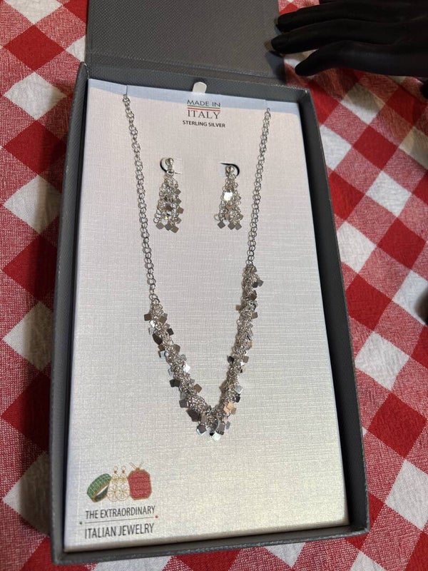 Italian-Made Sterling Silver Necklace & Earrings Set