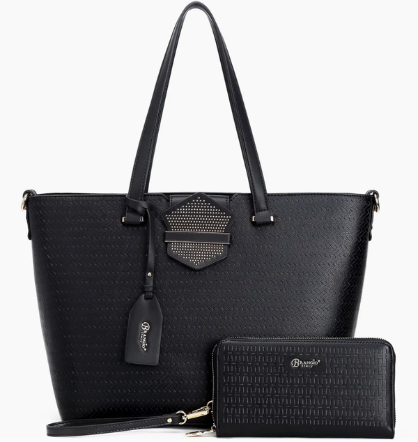 Brangio Italy Midnight Luxe Tote Bag & Wallet  Set [2pcs]