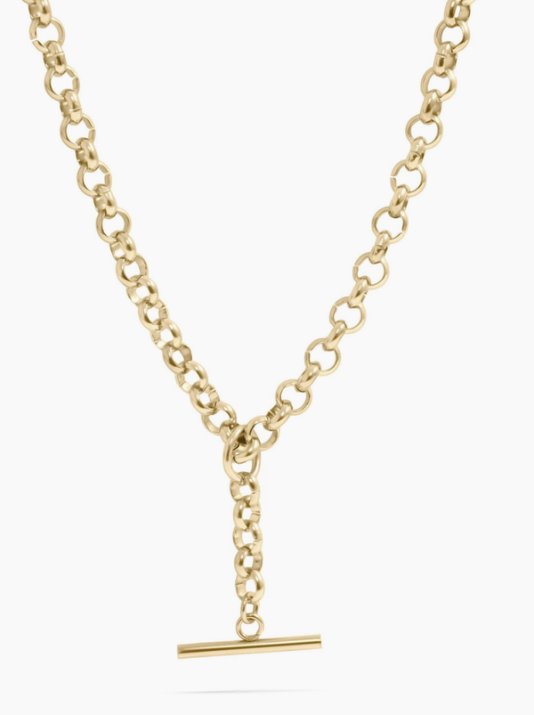 18K Gold Pvd Stainless Steel Tbar Necklace