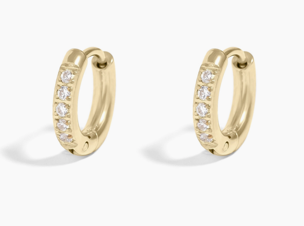 18K Gold Pvd Stainless Steel Cz Mini Huggie Earrings