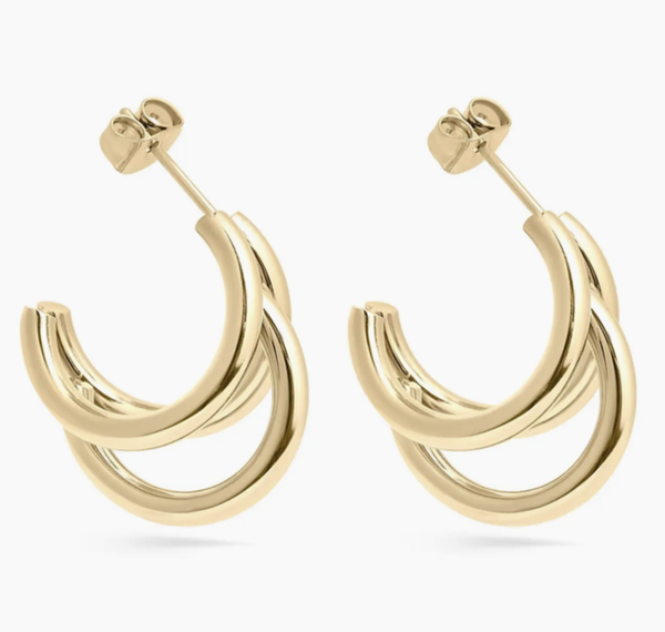 18K Gold Pvd Stainless Steel Statement Huggie Hoop Earrings