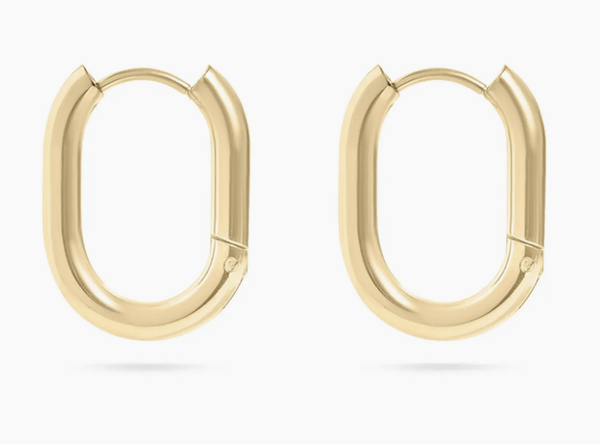 18K Gold Pvd Stainless Steel Oval Huggie Earrings