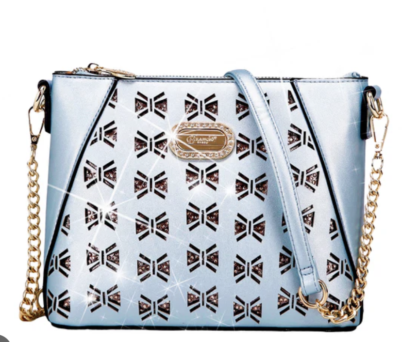 Brangio Italy Handbag – Blue Metallic Studded Design