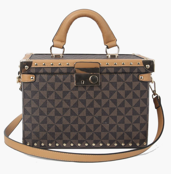 Brown Square Trunk Handbag - Designer Inspired