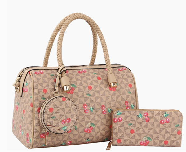 Monogram Cherry Print Boston Style W Wallet