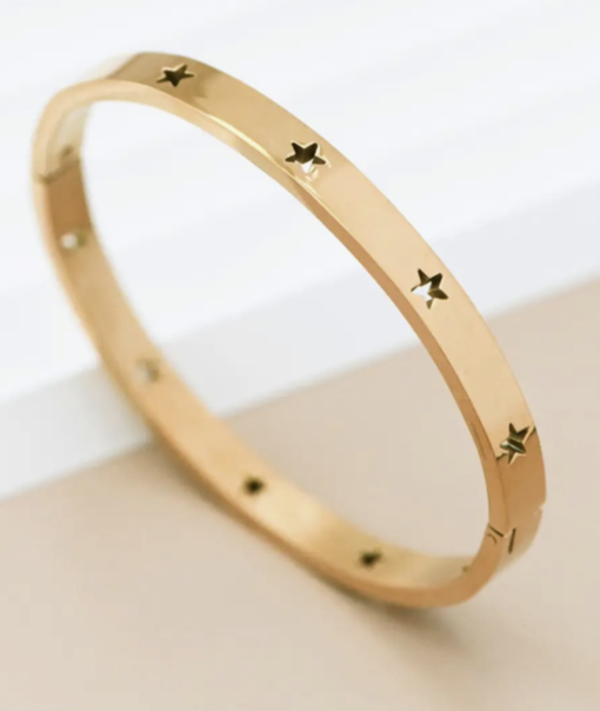 18K Gold Plated Waterproof Stainless Steel Bangle - 7038
