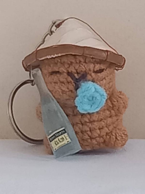 Capybara With Hat and Bottle Keychains