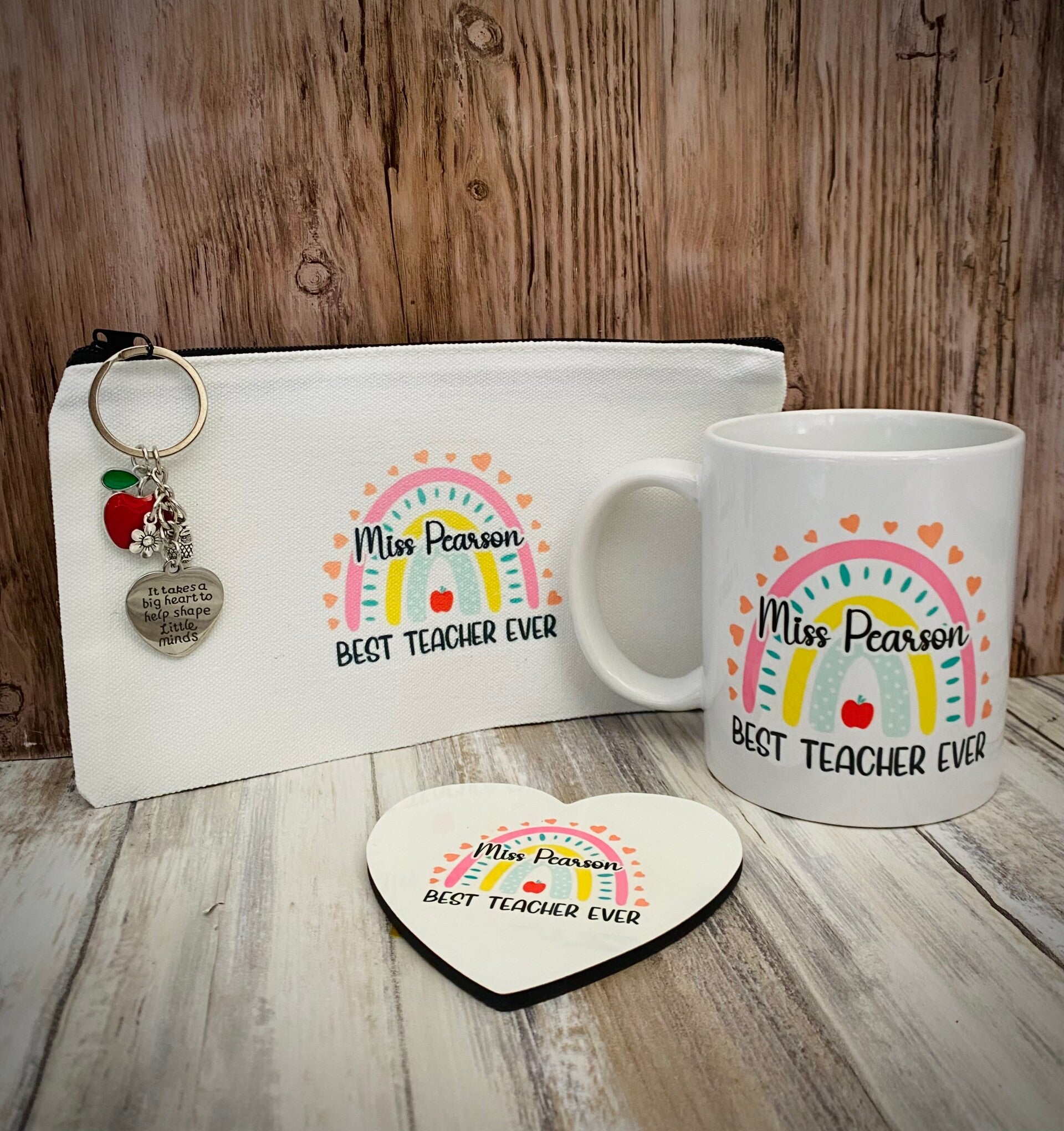 Personalised Teachers Mug and Coaster - Pencil bag - Keyring