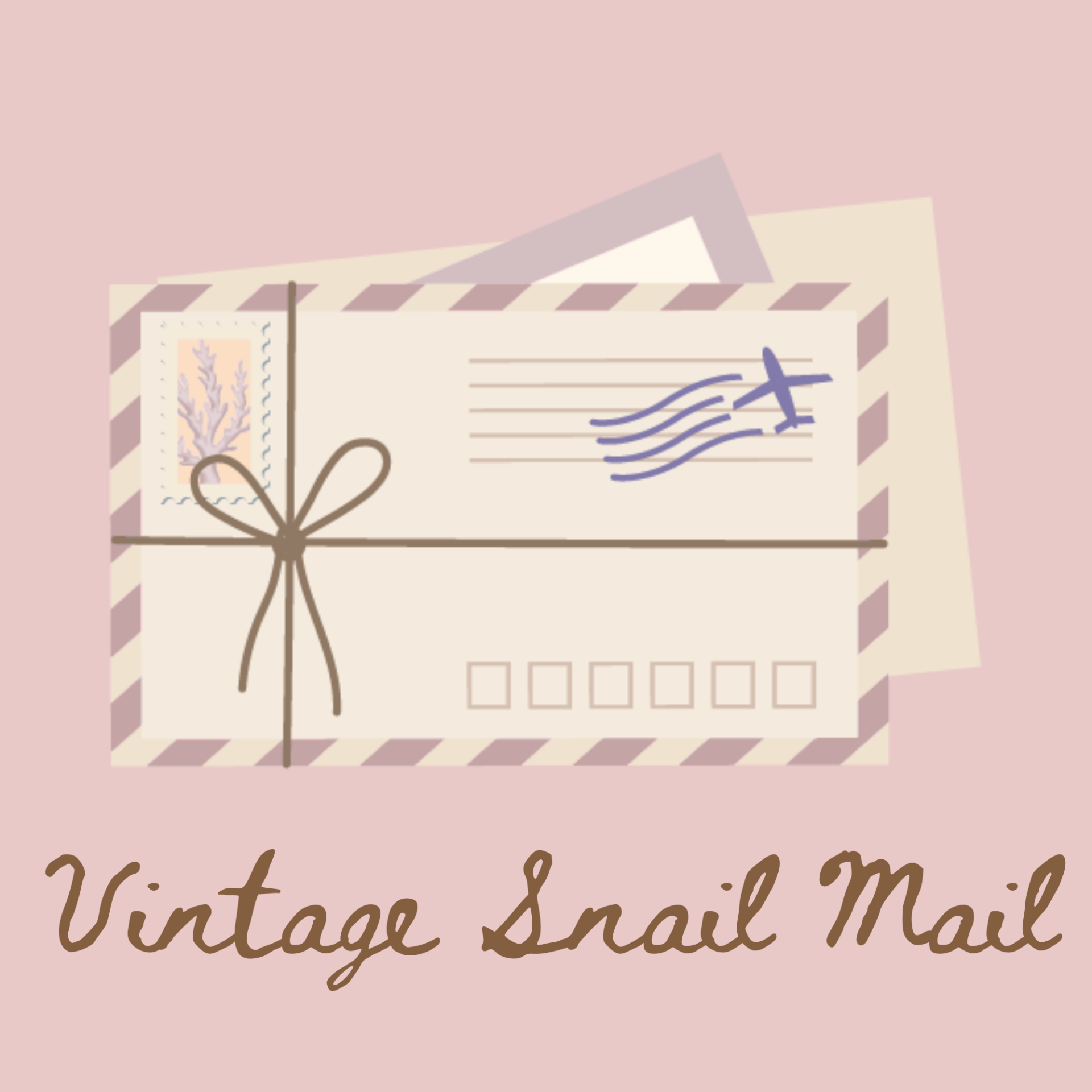 Text reads "Vintage Snail Mail" with an illustation of letters wrapped in twine.