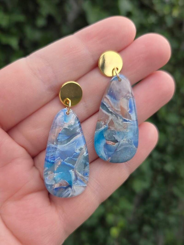 Blue copper marble slim drops