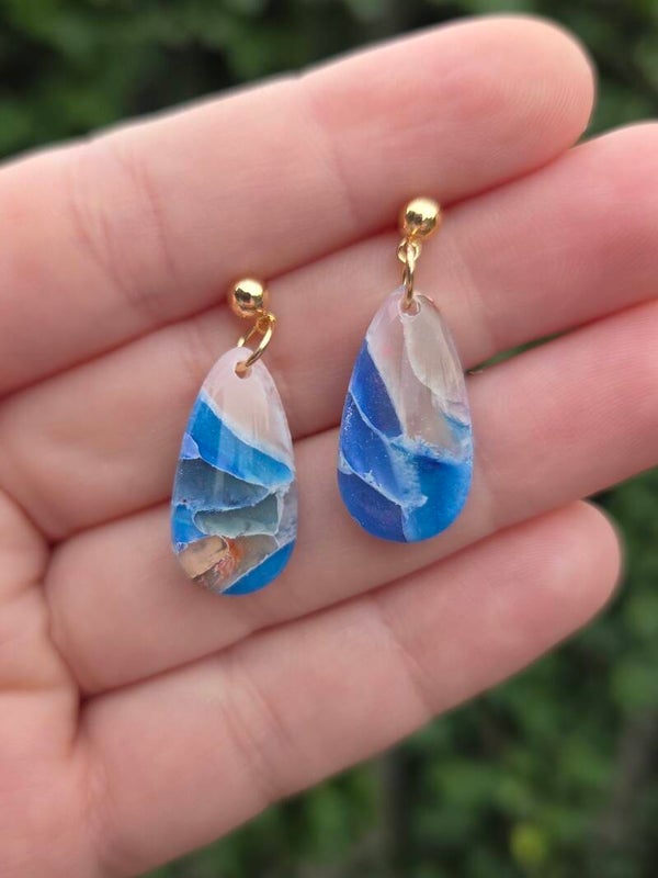 Blue marble drops