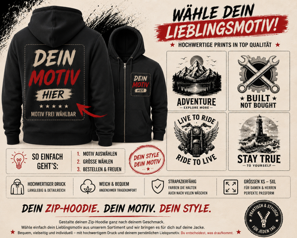 Zip-Hoodie mit Deinem Wunschmotiv personalisiert