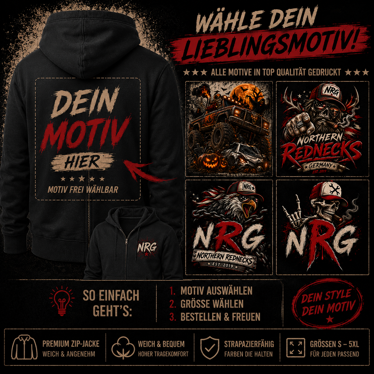 Zip-Jacke mit Wunschmotiv