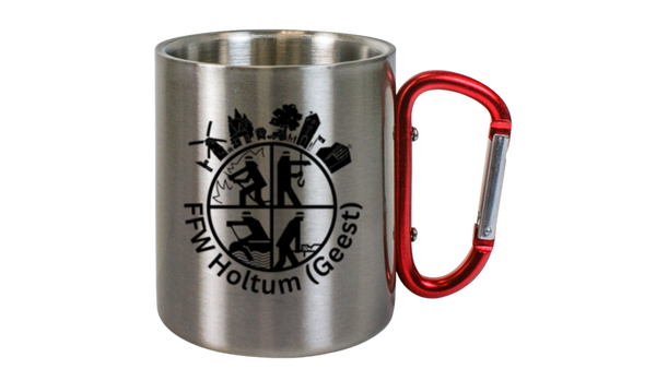 Edelstahltasse mit Karabiner Holtum