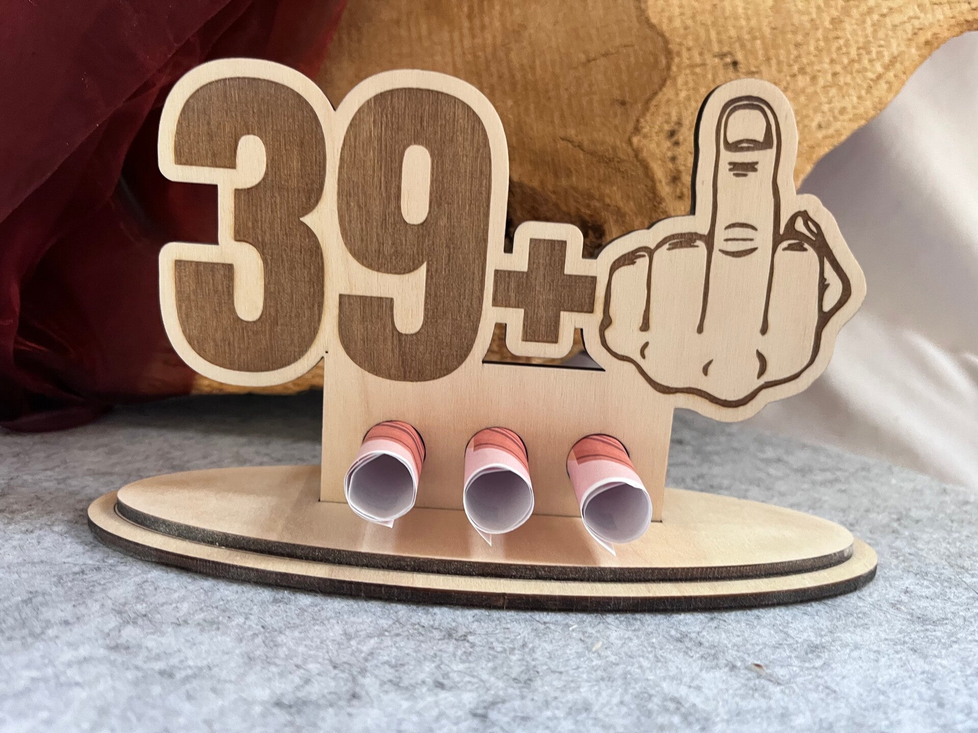 Lustiges Geldgeschenk zum 40. Geburtstag aus Holz