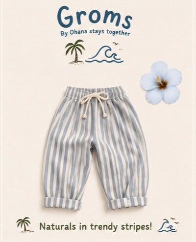 GROMS Striped Neautrals (blue and white)