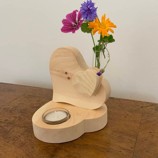 2-4 Herz m. Vase u. Teelicht