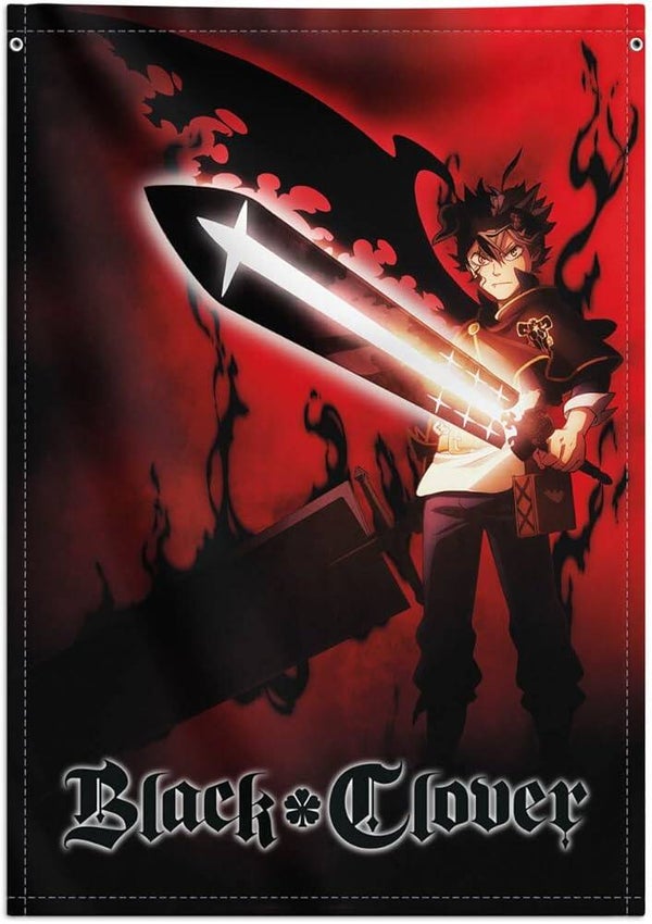 Black clover wall flag