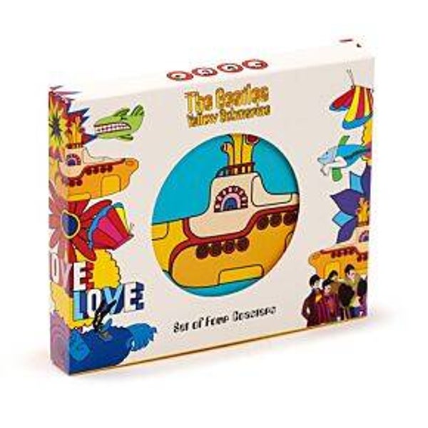 Set of 4 Cork Novelty Coasters - The Beatles Yellow Submarine