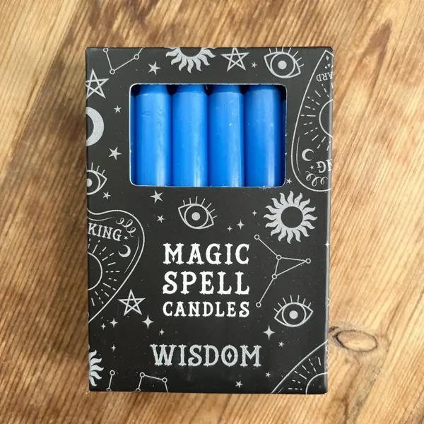Set of 12 Blue 'Wisdom' Spell Candles