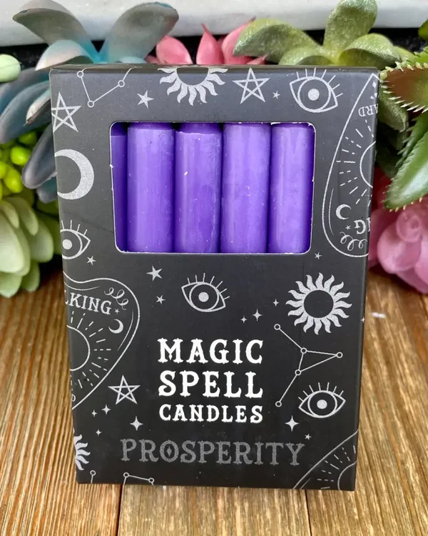 Set of 12 Purple 'Prosperity' Spell Candles