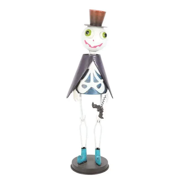 Metal Skeleton With Top Hat Ornament