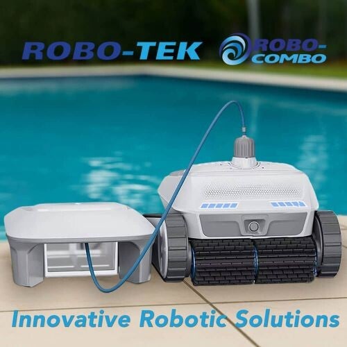 Robo-Tek Robo-Combo All-in-One Cordless Robotic Pool Cleaner With Skimmer. Floor, Walls, Waterline, Surface