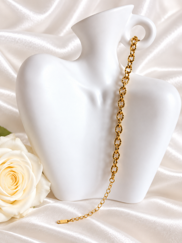 Nieuwe Gouden Grove Schakelarmband Gediamenteerd