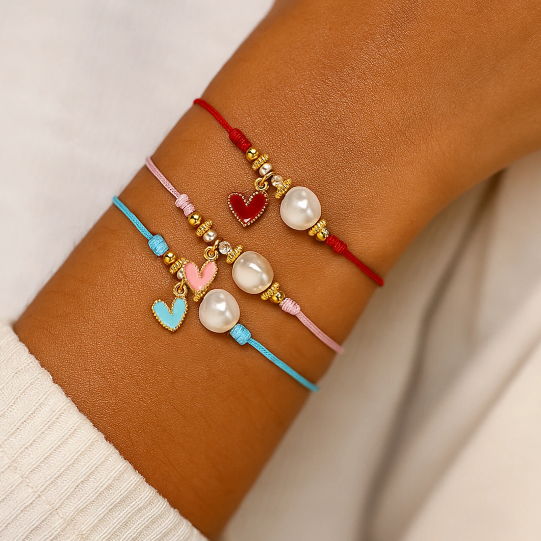 Go2boho-armband met parels in hartvormig