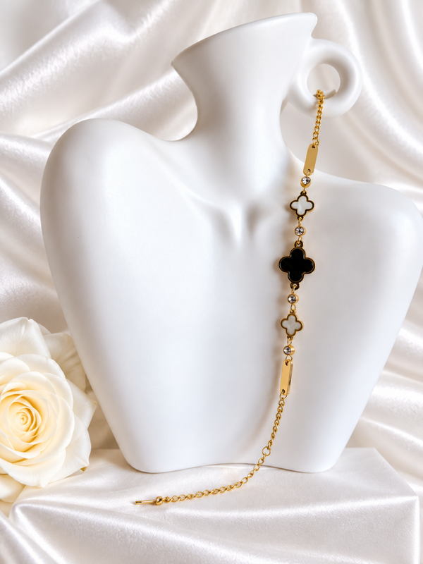 Nieuwe Gouden Armband Klavertjes & Moederparel